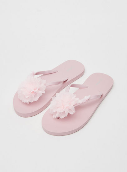 Floral Embellished Beach Slippers