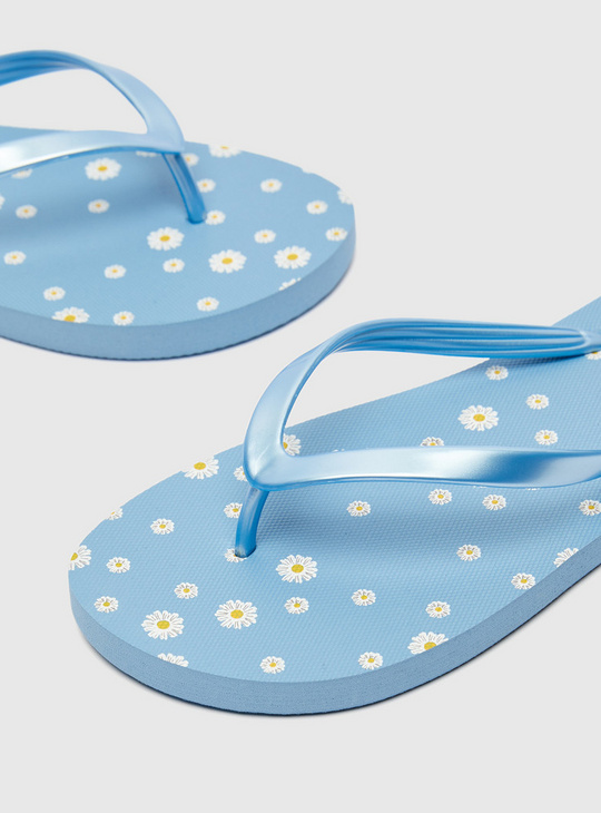 Floral Print Slip-On Thong Slippers
