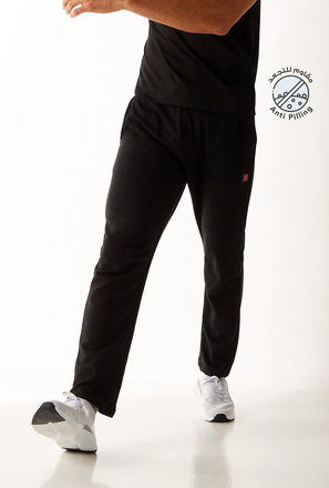 Solid Anti-Pilling Track Pants with Drawstring Closure and Pockets
