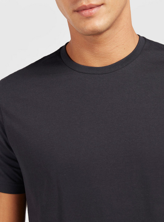 Solid Fade Resistant T-shirt with Crew Neck and Short Sleeves