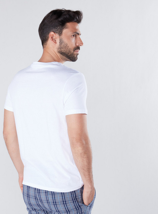 Solid Fade Resistant T-shirt with V-neck and Short Sleeves