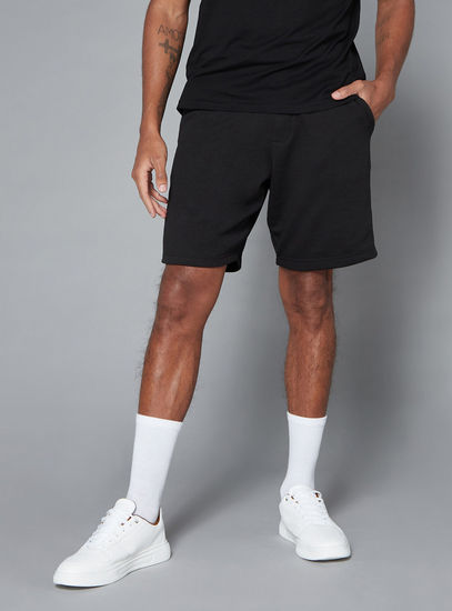 Solid Anti-Pilling Shorts with Pockets and Drawstring Closure-Shorts-image-0