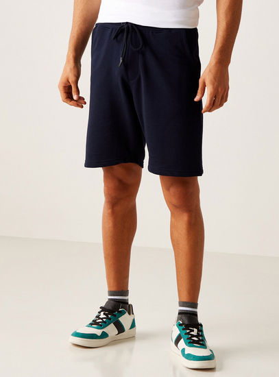 Solid Anti-Pilling Shorts with Pockets and Drawstring Closure-Shorts-image-0