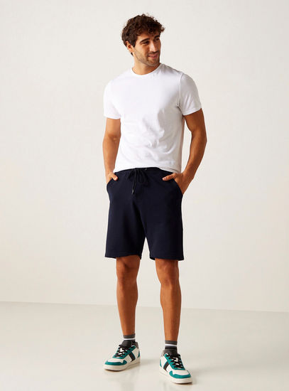 Solid Anti-Pilling Shorts with Pockets and Drawstring Closure-Shorts-image-1