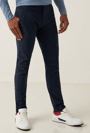Full Length Solid Chinos with Pocket Detail and Belt Loops
