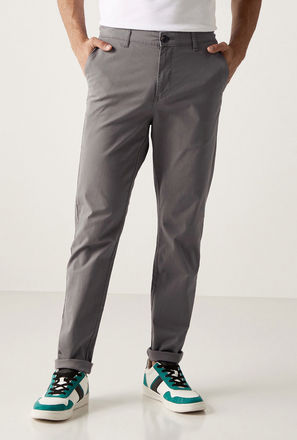 Slim Fit Solid Chinos with Pocket Detail and Belt Loops