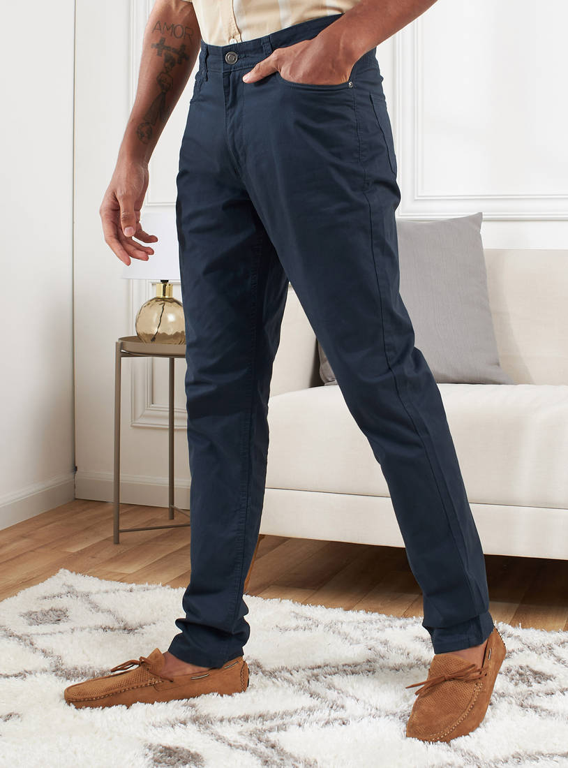 Skinny Fit Solid Jeans with Pocket Detail and Belt Loops-Skinny-image-0