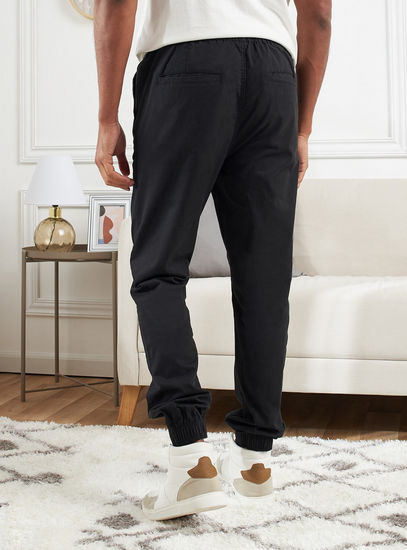 Solid Jog Pants with Pocket Detail and Drawstring Closure