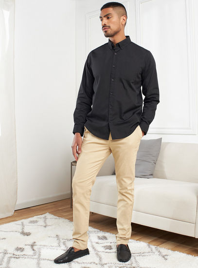 Solid Long Sleeves Shirt with Button Closure and Pocket