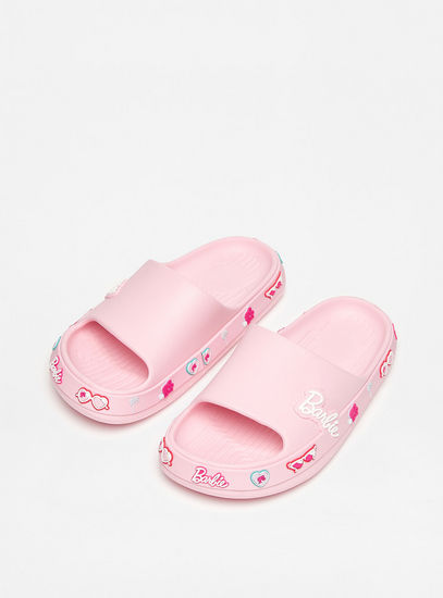 Textured Barbie Print Beach Slippers-Flip Flops-image-1
