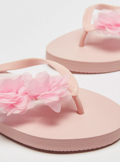Ombre Beach Slippers with Floral Accent Detail