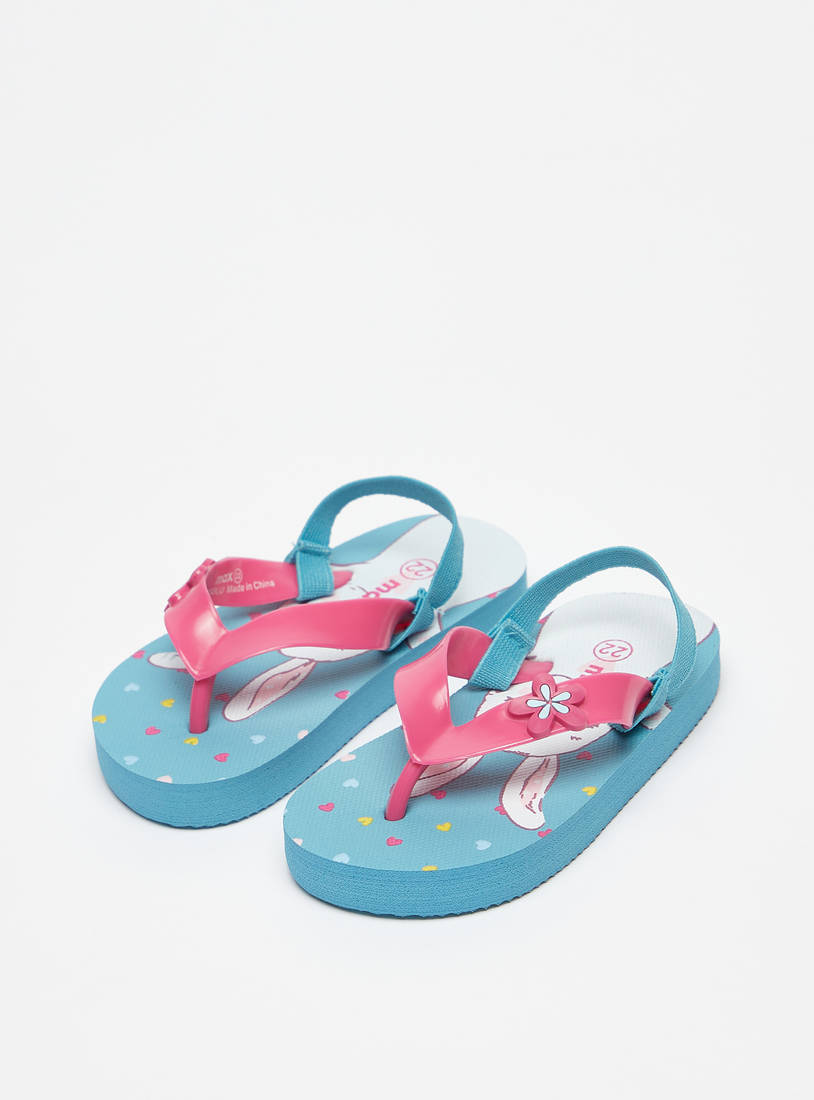 Bunny Print Beach Slippers with Backstrap-Flip Flops-image-1