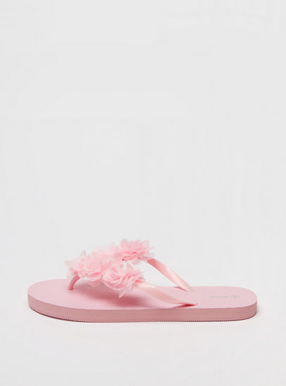 Floral Accented Thong Slippers
