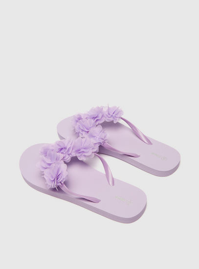 Floral Accented Thong Slippers