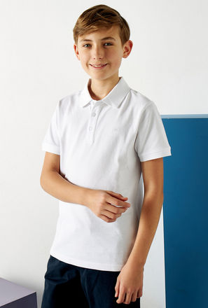 Solid BCI Cotton Polo T-shirt with Short Sleeves