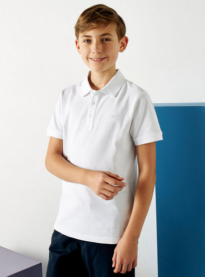 Solid BCI Cotton Polo T-shirt with Short Sleeves-Polo Shirts-image-0