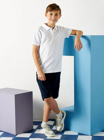 Solid BCI Cotton Polo T-shirt with Short Sleeves-Polo Shirts-image-1