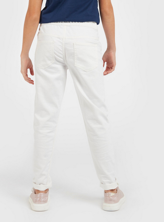 Solid Jeggings with Elasticised Waistband and Pocket Detail