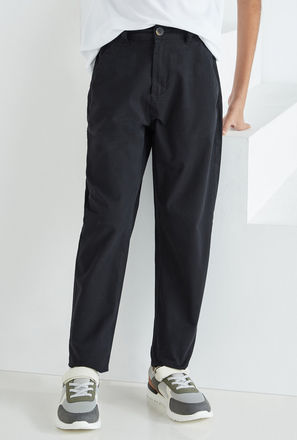 Plain Mid-Rise Chino Pants with Pockets and Belt Loops-mxkids-boyseighttosixteenyrs-clothing-bottoms-pants-1