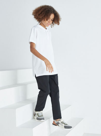 Solid Mid-Rise Chinos with Pockets and Belt Loops