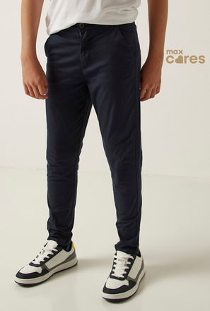Solid Mid-Rise Chinos with Pockets and Belt Loops