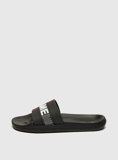 Embossed Open Toe Slide Sandals