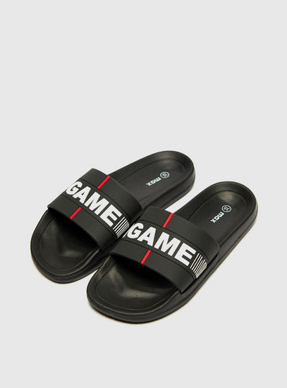 Embossed Open Toe Slide Sandals