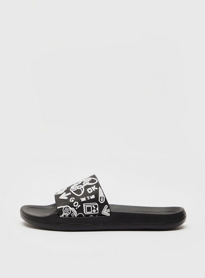 Solid Beach Slippers with Printed Vamp Band-Flip Flops-image-0