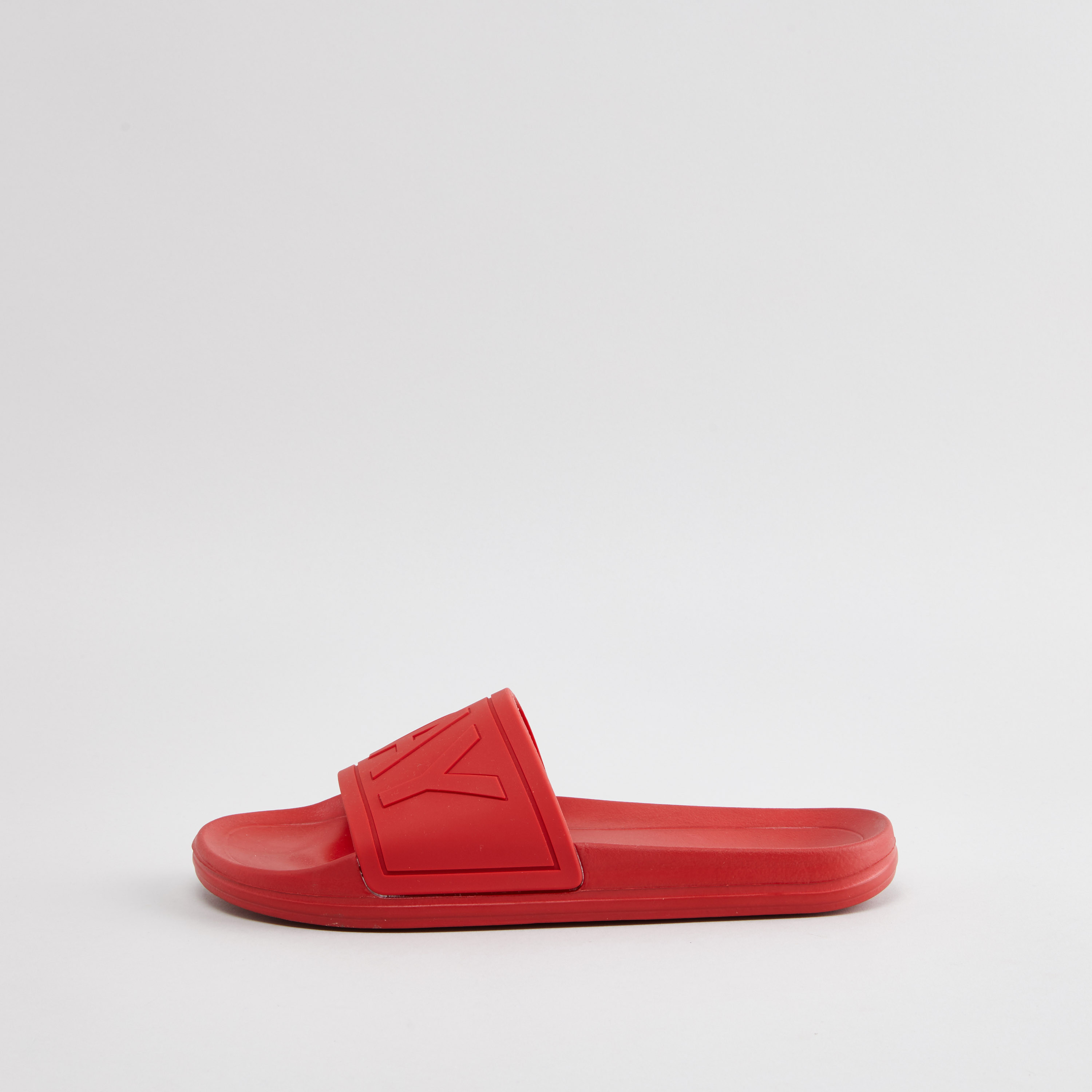 Shop Plain Slides with Embossed Vamp Band Online Max Qatar