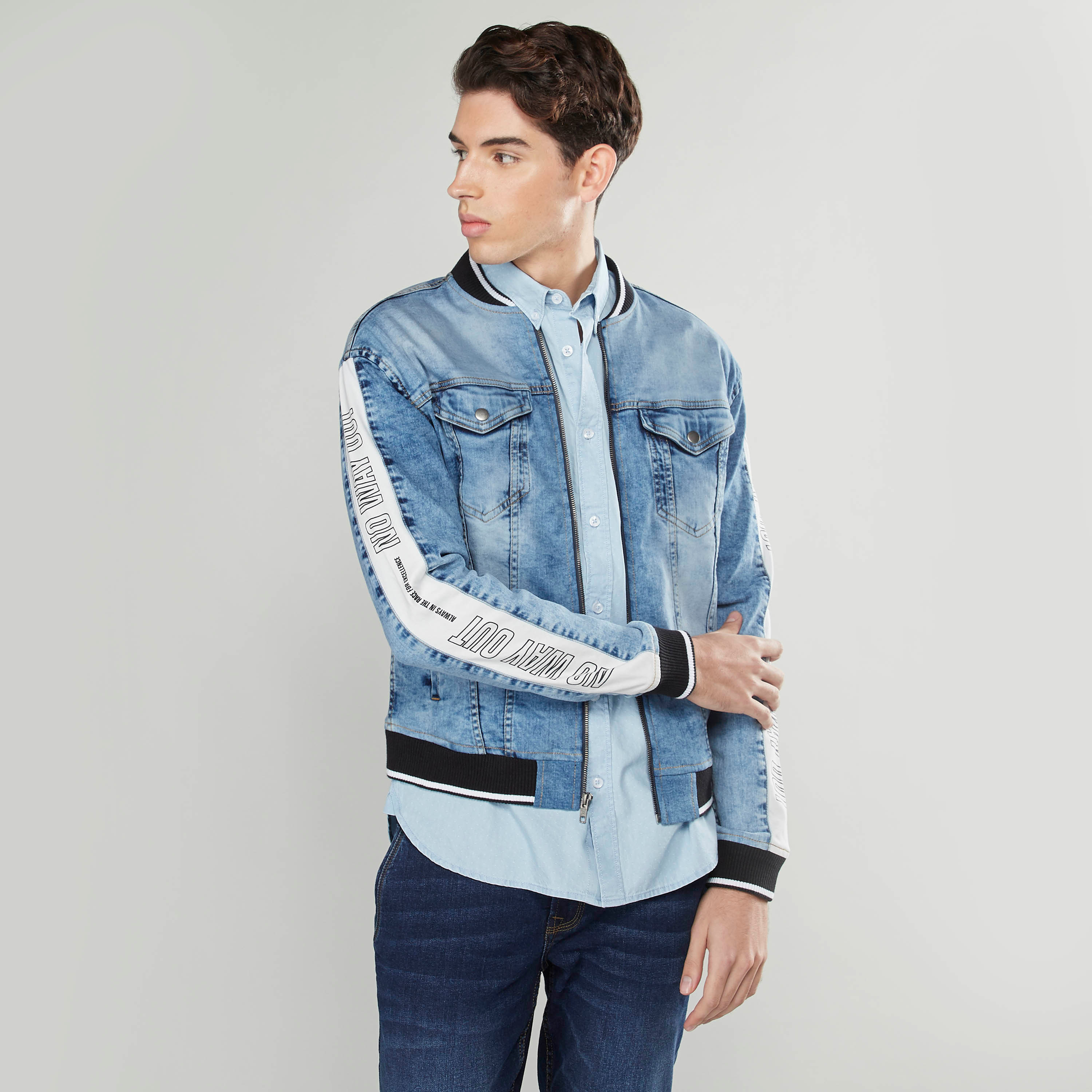 Buy VOXATI Blue Full Sleeves Mandarin Collar Denim Jacket for Men's Online  @ Tata CLiQ