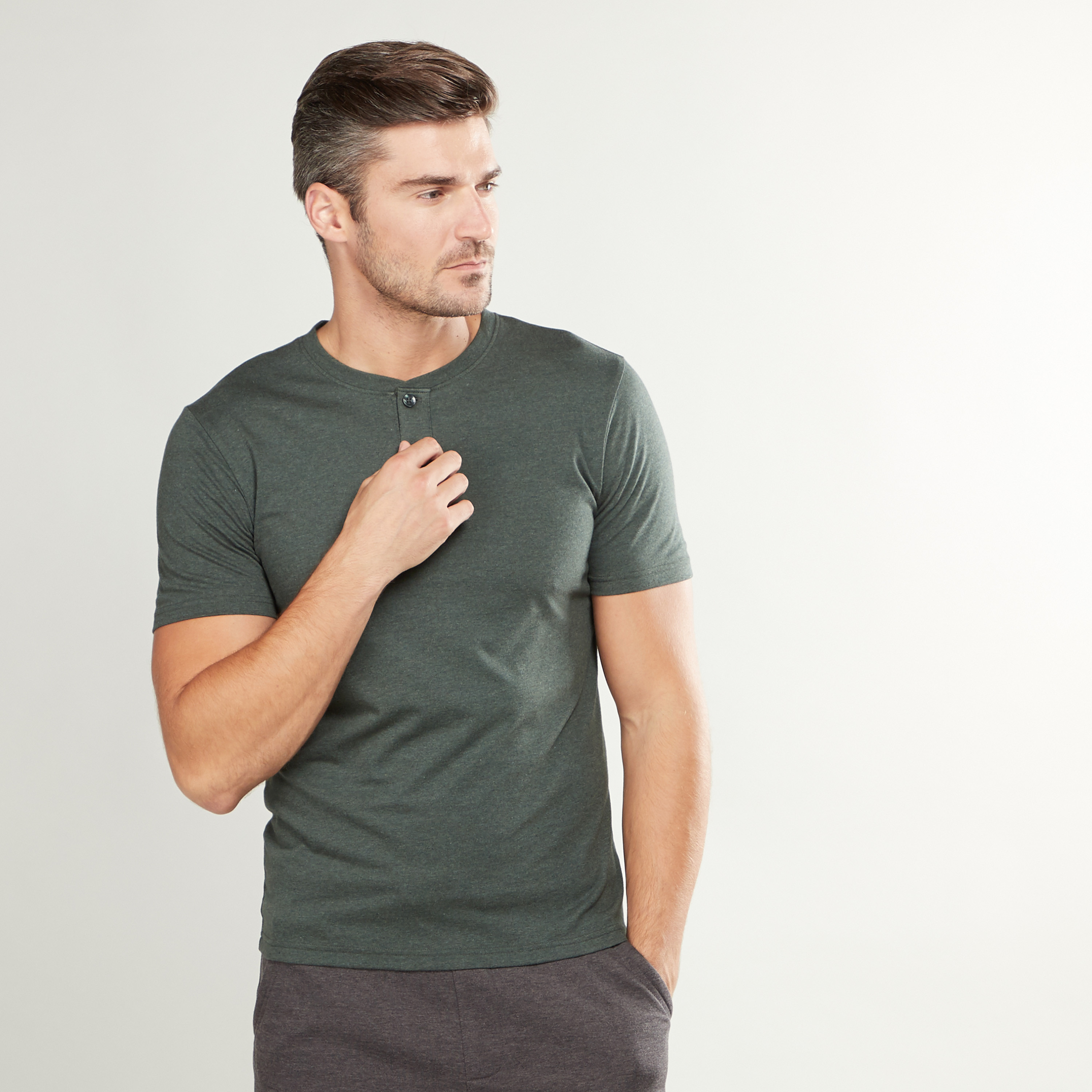 Slim fit store short sleeve henley