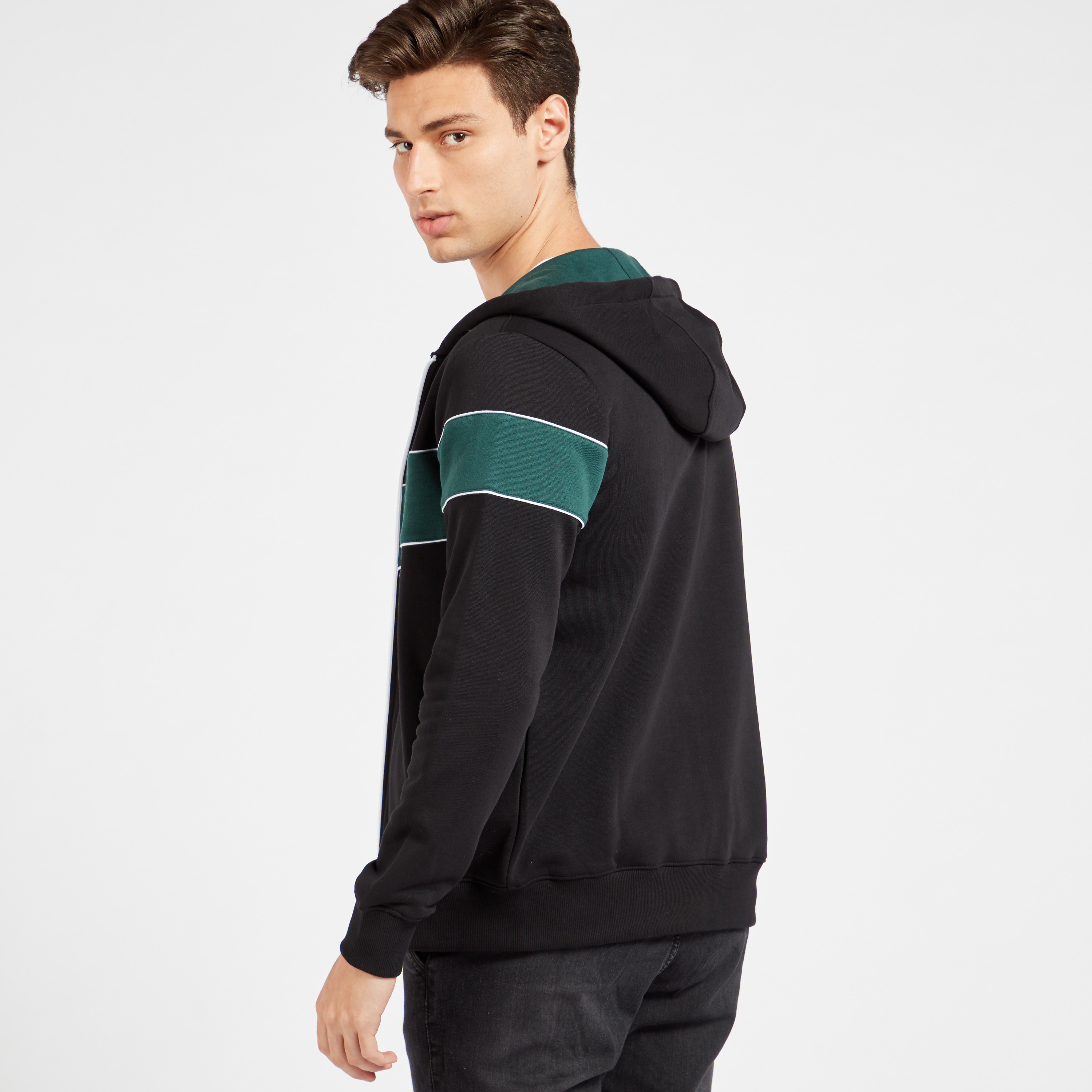 Shop Cut and Sew Panel Sweatshirt with Long Sleeves and Hood Online Max Bahrain