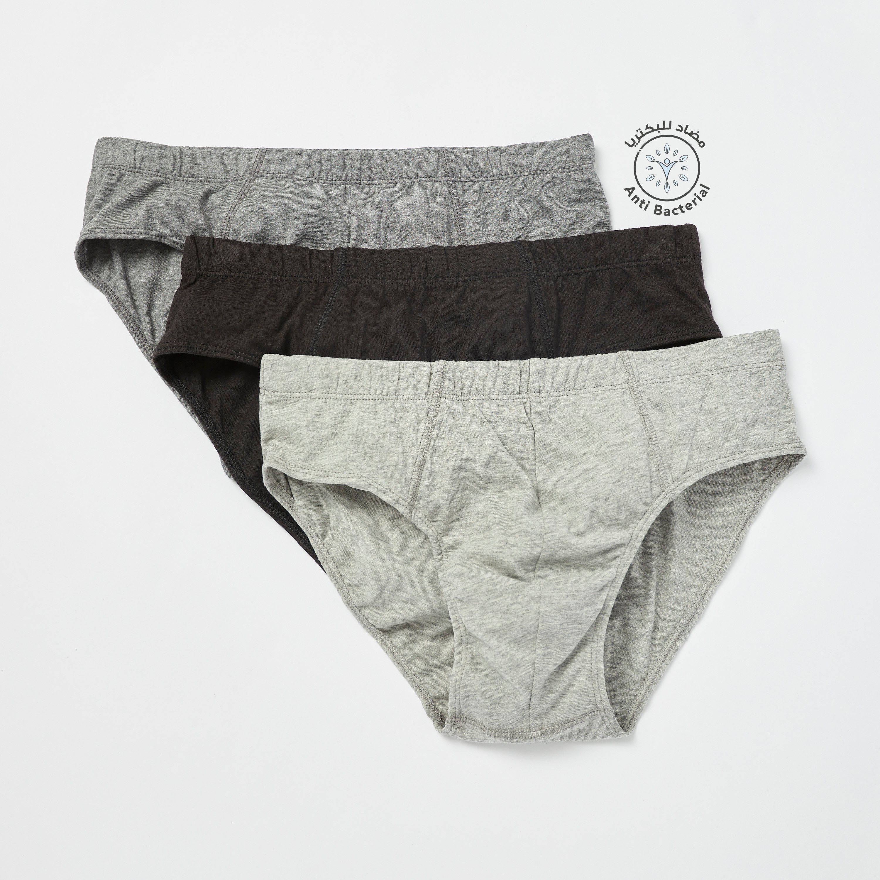 Shop Pack of 3 Solid Briefs with Elasticised Waistband Online