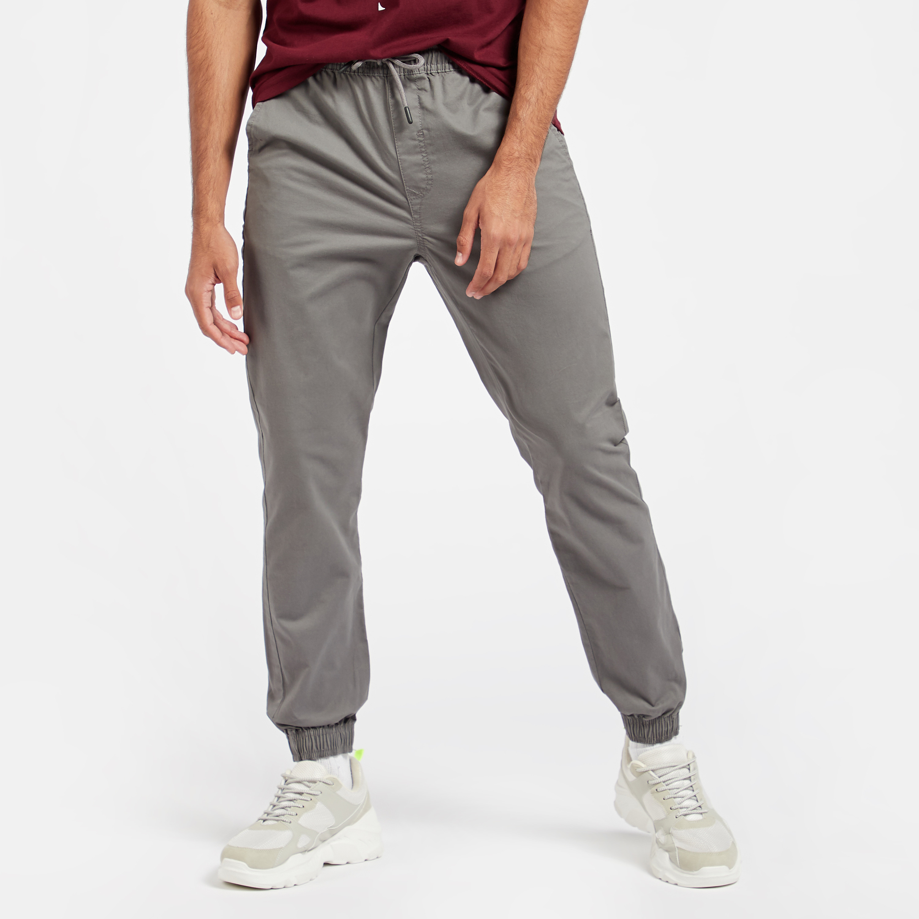 Shop Solid Joggers with Pockets and Elasticated Drawstring Waistband Online Max Oman