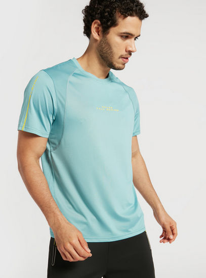 Panelled T-shirt with Short Sleeves and Crew Neck