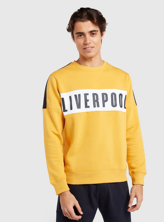 Typographic Print Sweatshirt with Round Neck and Long Sleeves