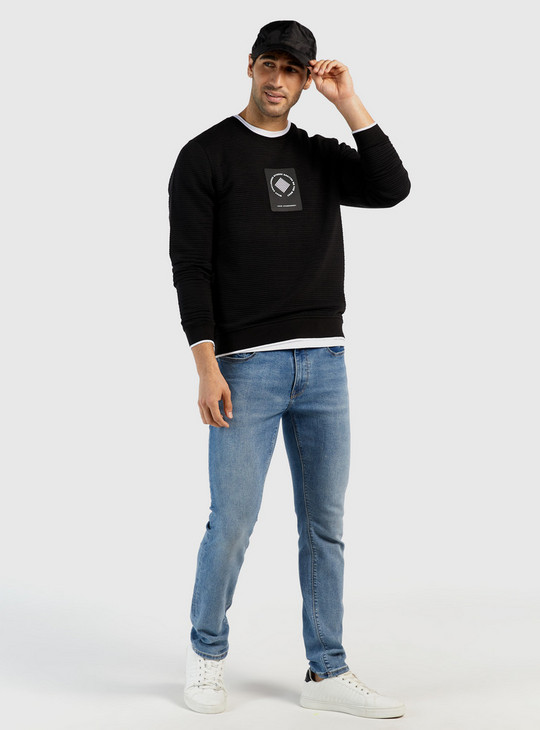 Quilted Sweatshirt with Round Neck and Long Sleeves