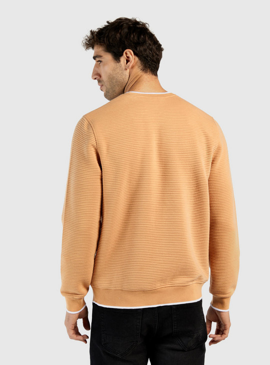 Quilted Sweatshirt with Round Neck and Long Sleeves