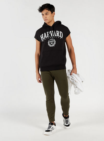 Harvard Printed Short Sleeves Sweatshirt with Hood