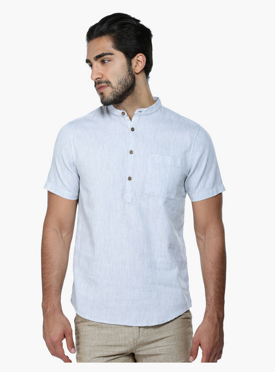 Shop Mandarin Collar Shirt with Short Sleeves in Slim Fit Online | Max UAE
