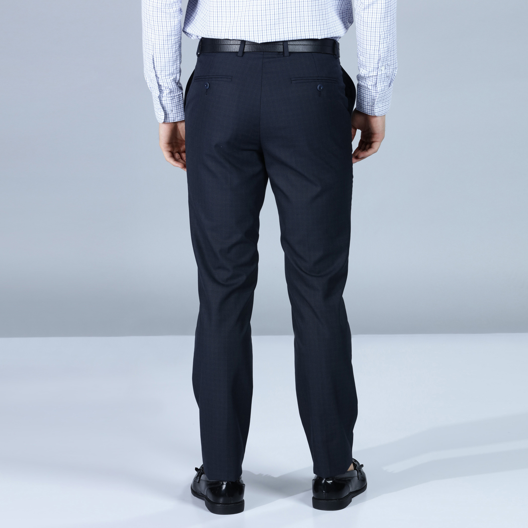 Buy SAM & JACK Men`s Regular Fit Formal Blue and Beige Trouser (28) at  Amazon.in