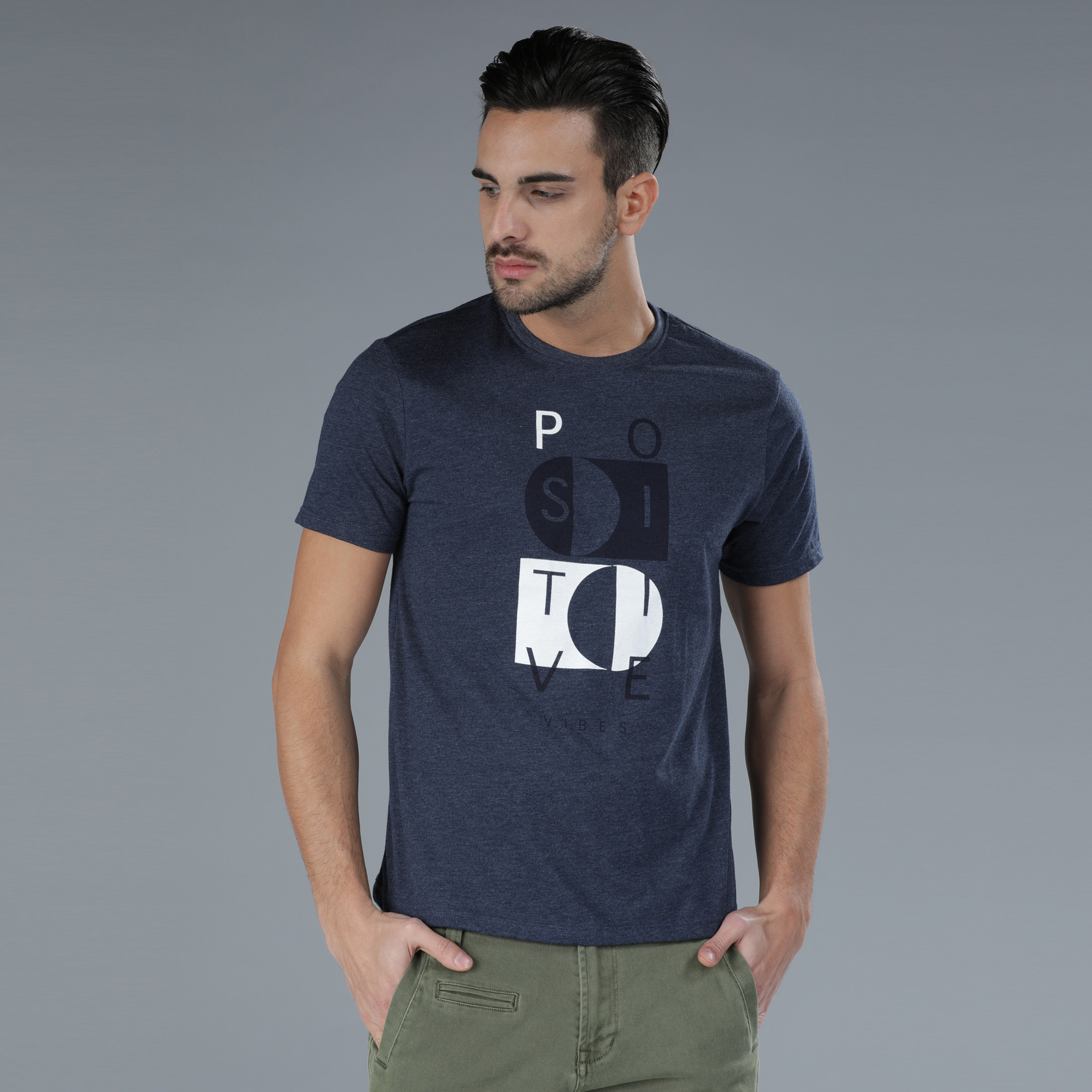 Shop Printed T Shirt with Round Neck and Short Sleeves Online Max Bahrain