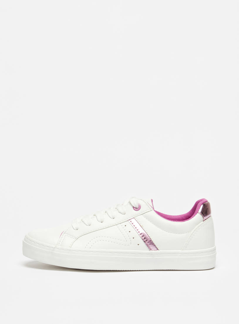 Solid Sneakers with Lace Up Closure-Sneakers-image-0