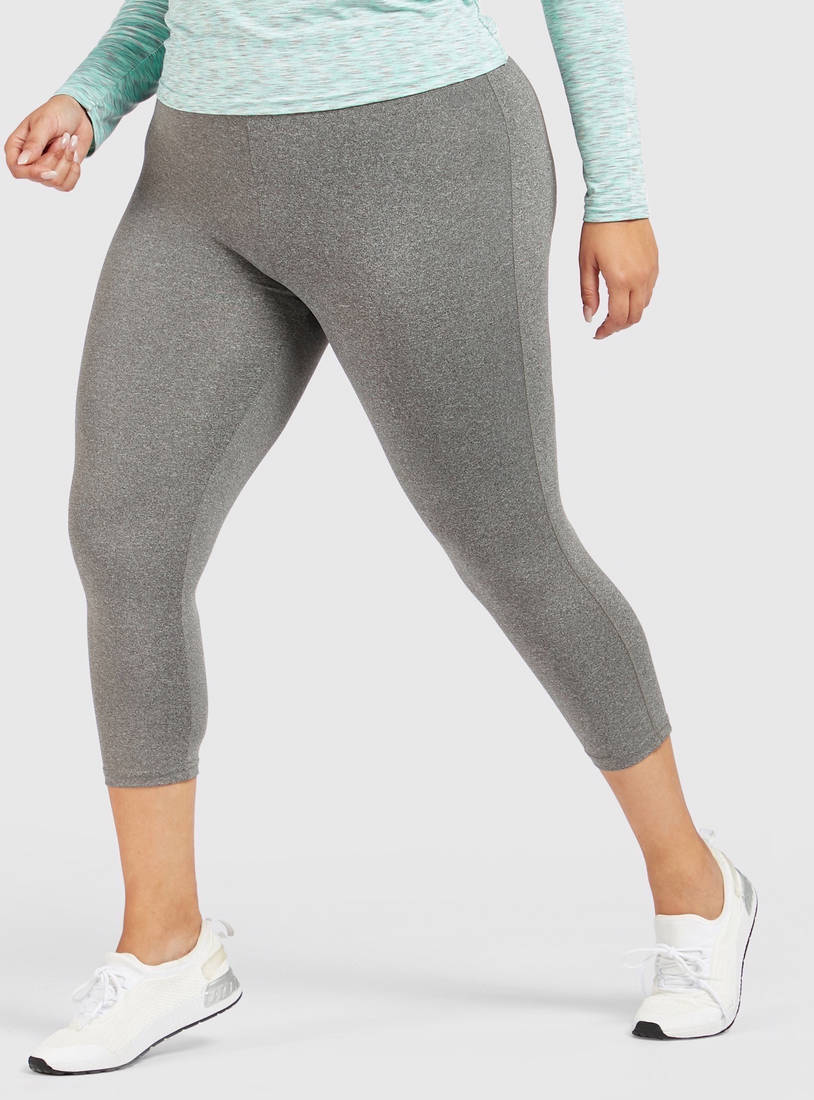 Solid Quick Dry Capris with Elasticised Waistband-Leggings-image-0