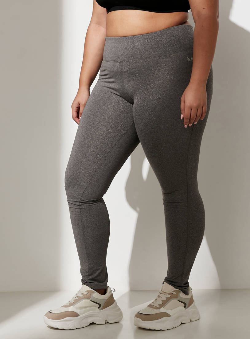 Solid Quick Dry Leggings in Slim Fit with Elasticised Waistband-Leggings-image-0