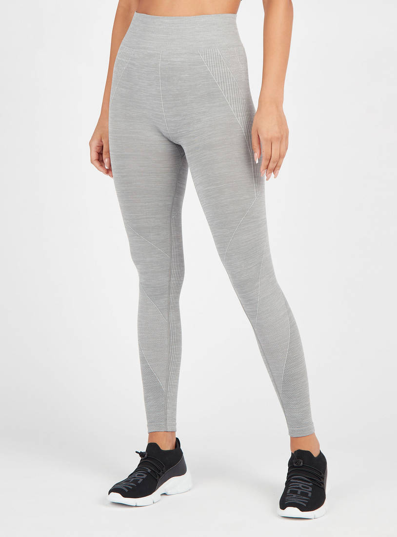 Shop Seamless Textured Leggings with Elasticated Waistband Online