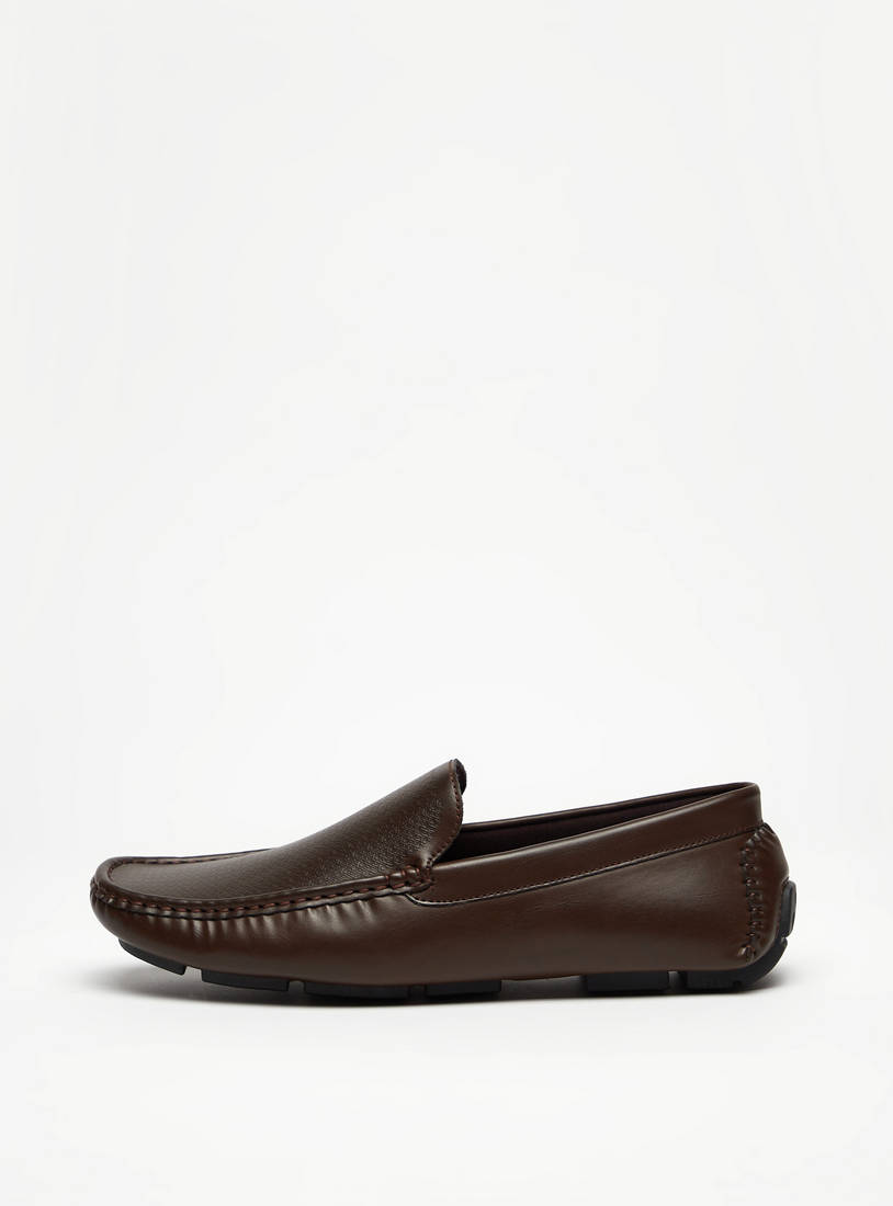 Textured Slip-On Loafers-Casual Shoes-image-0