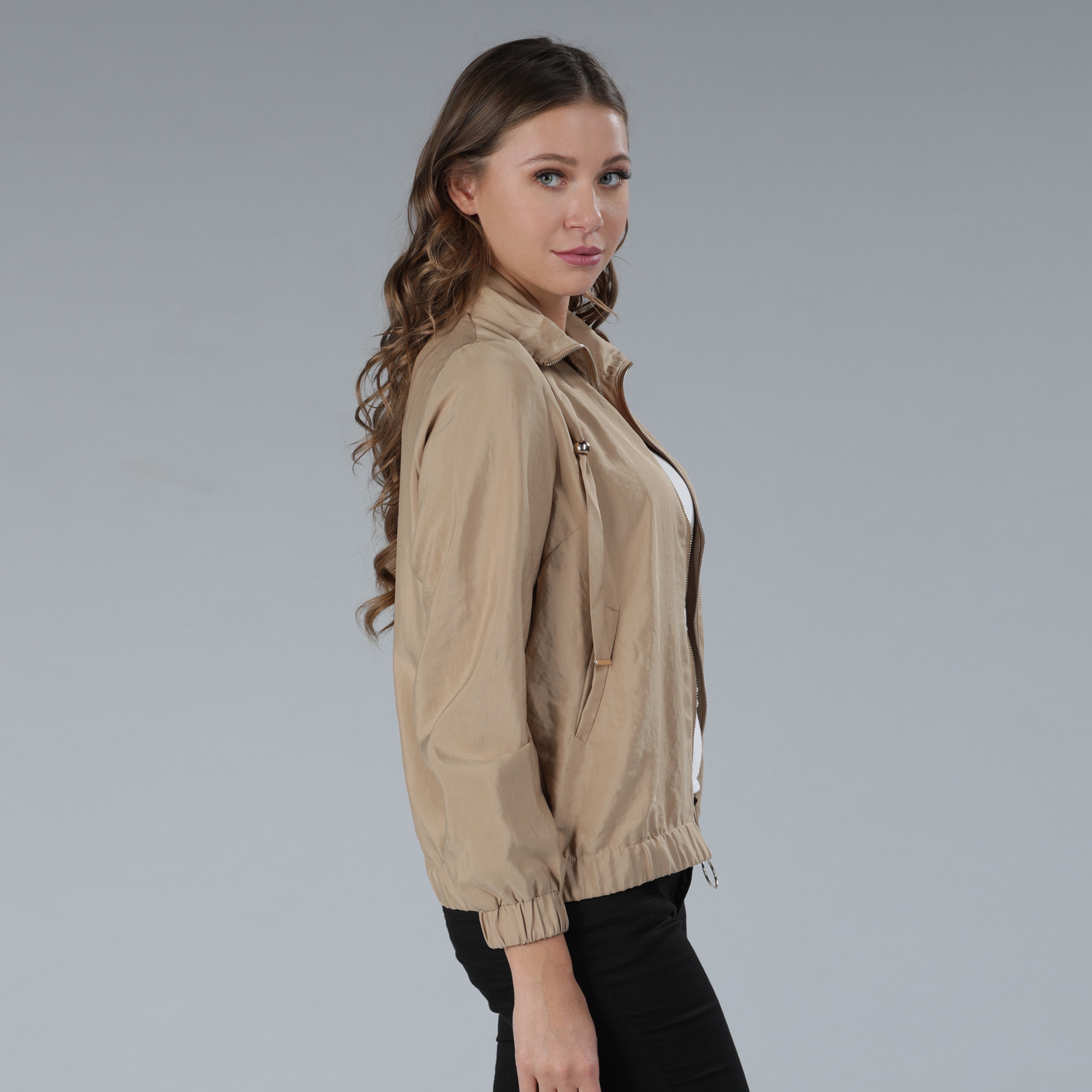 Shop Jacket with Long Sleeves and Zip Closure Online Max Bahrain