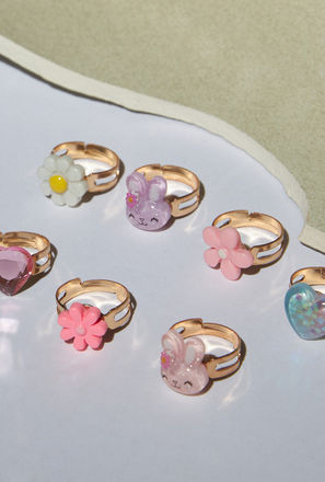 خواتم مزيّنة متنوعة - عبوة 7 قطع-mxkids-accessories-girls-jewellery-rings-0