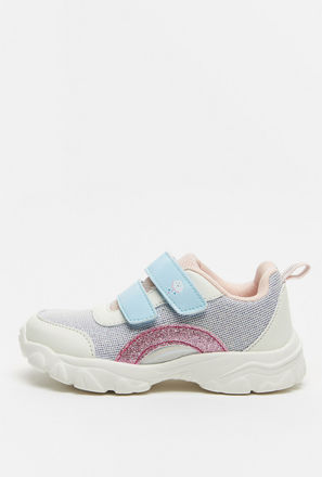 Textured Embellished Sneakers with Hook and Loop Closure